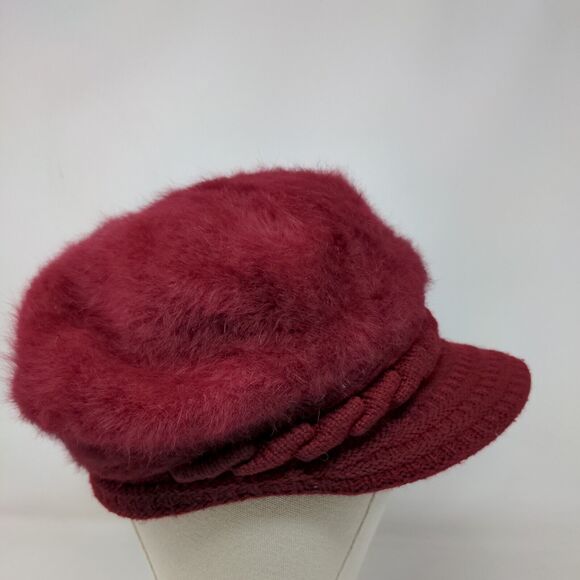 Race Ready Knit Newsboy Beanie Hat Red One Size Blank Fuzzy Polyester - Picture 4 of 8